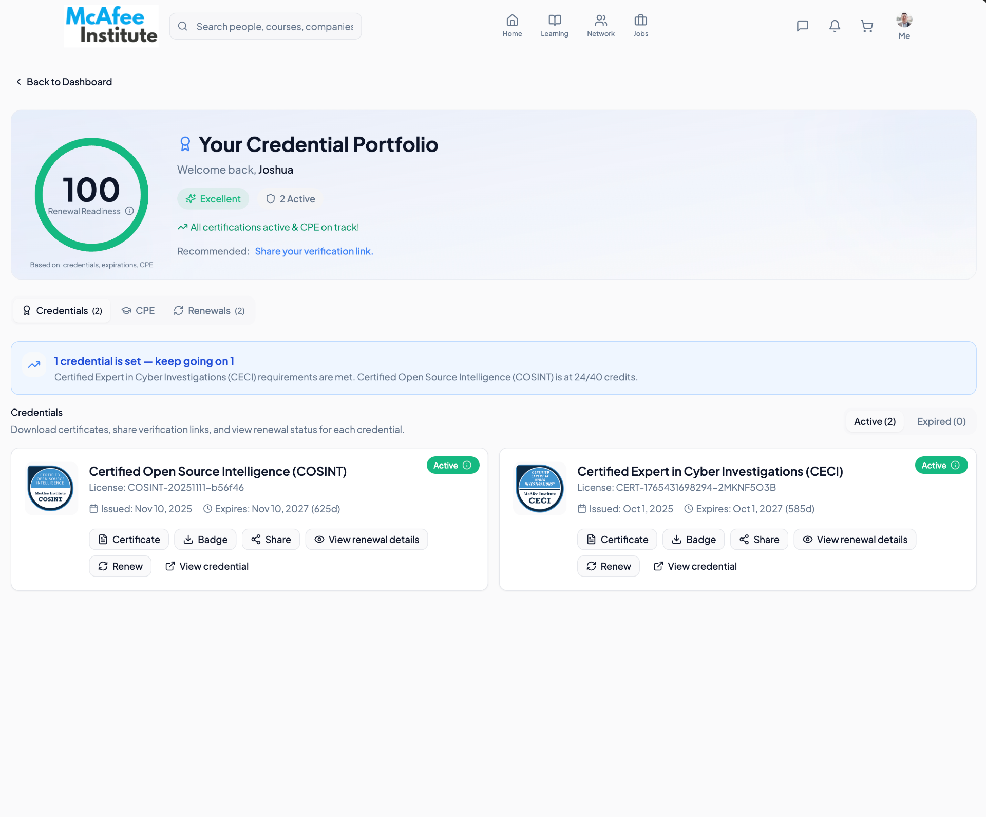 Credential Portfolio