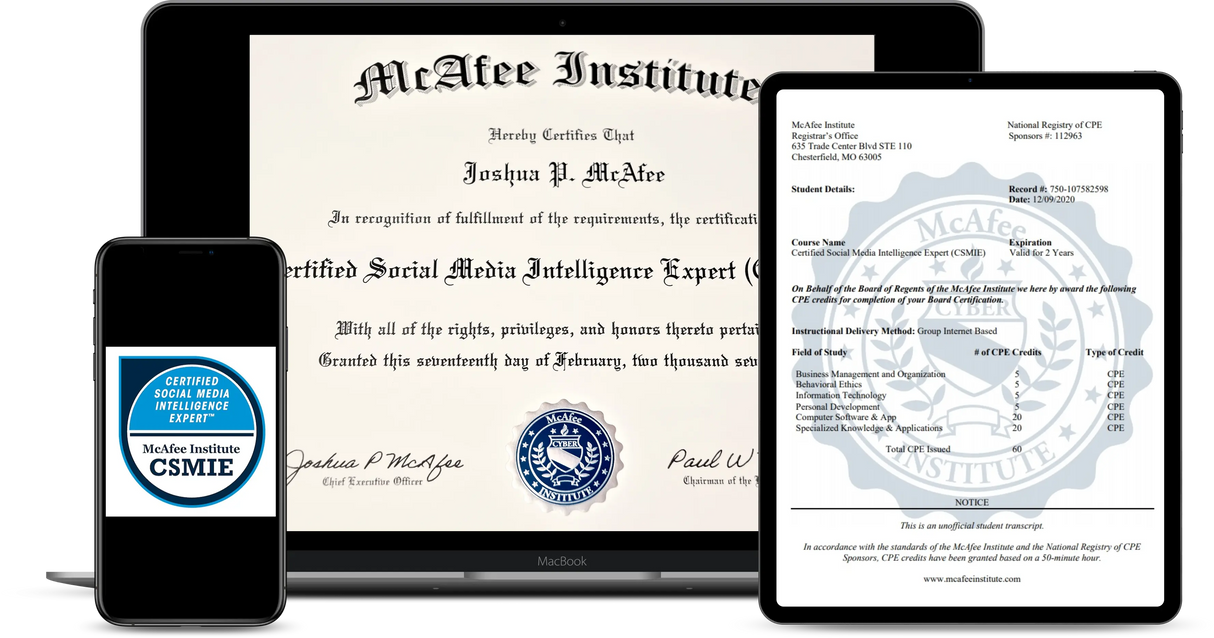 Certified Social Media Intelligence Expert (CSMIE) - McAfee Institute