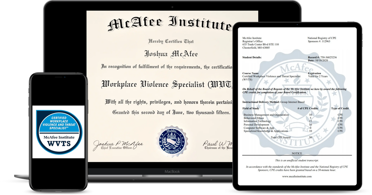 Certified Workplace Violence and Threat Specialist (WVTS) - McAfee Institute